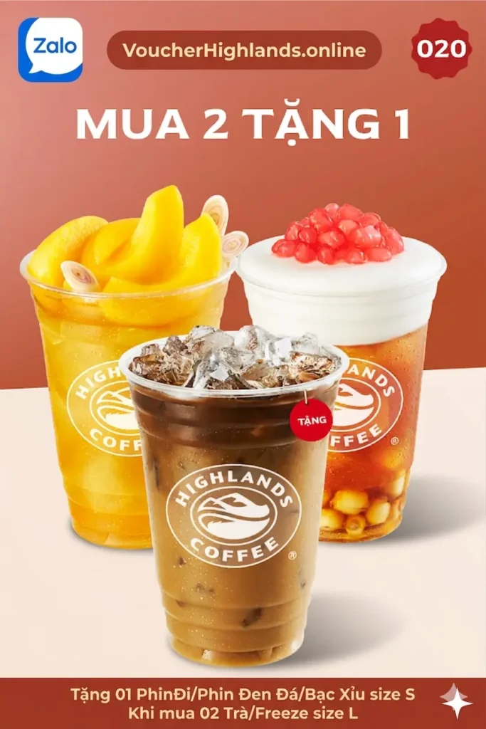 Voucherhighland mua 2 tặng 1