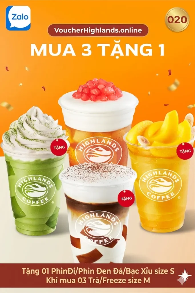 Voucherhighland mua 3 tặng 1
